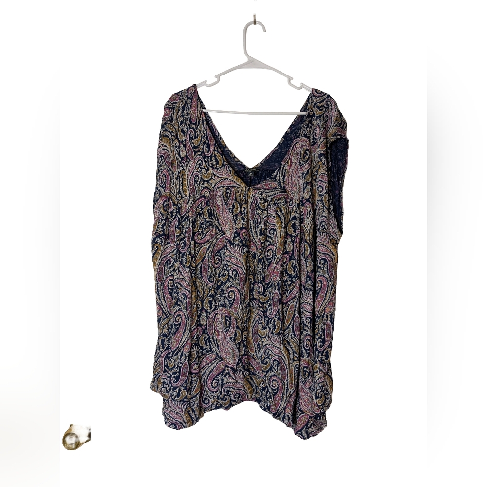 Lucky Brand Multicolor Paisley V-Neck Blouse